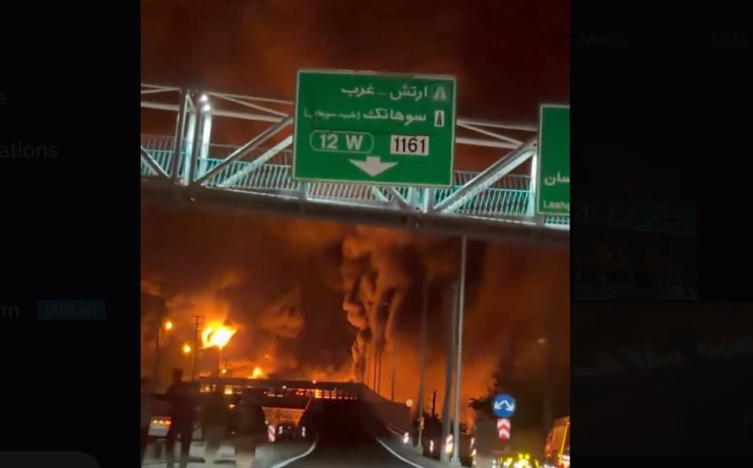 Perang psikiologis dimulai, Israel serang empat fasilitas penyimpanan minyak Iran. Foto/X/@BullTheoryio