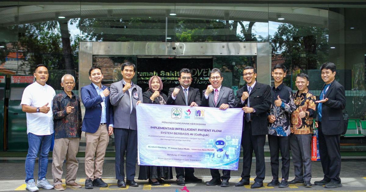 RS Advent Bandung, PT ISM, dan Universitas Nusa Mandiri resmi meluncurkan GoRujuk, sistem Intelligent Patient Flow berbasis AI. [Ist]