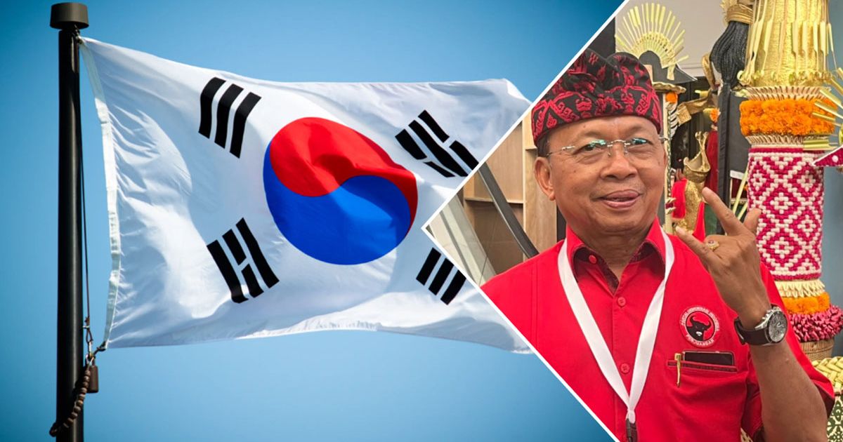 Foto Kolase Bendera Korea Selatan dan Gubernur Bali I Wayan Koster (Ist)