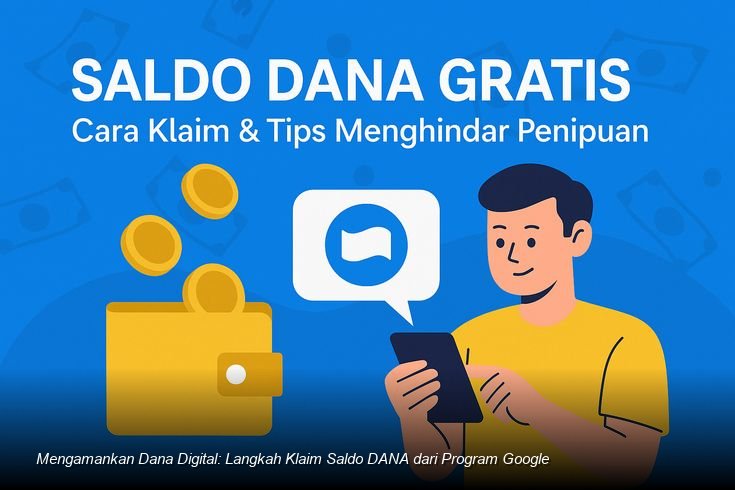 Ilustrasi visual yang menunjukkan gembok keamanan di atas ikon aplikasi DANA dan logo Google yang saling terhubung.